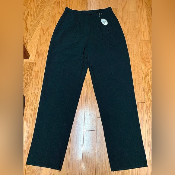 Y2K Vintage NWT Women’s 12 Zanella ANNA Black 100% Wool Pleated Pants - Picture 7 of 16